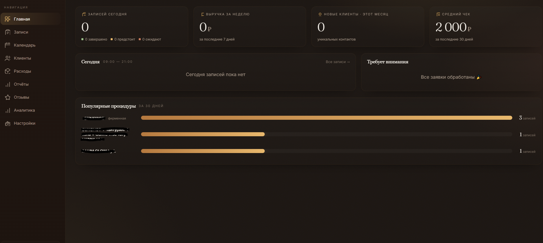 CRM dashboard